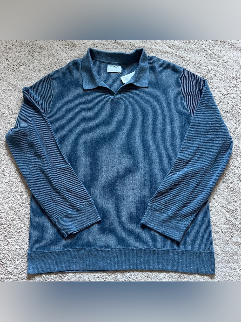 NWT Old Navy Cotton Ribbed Polo Sweater Capsule Stretchy Preppy Boxy Sz XXL